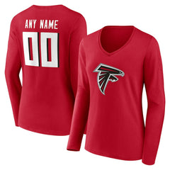 Atlanta Falcons Women's Team Authentic Personalized Name & Number Long Sleeve V-Neck T-Shirt