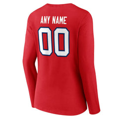 Buffalo Bills Women's Team Authentic Personalized Name & Number Long Sleeve V-Neck T-Shirt