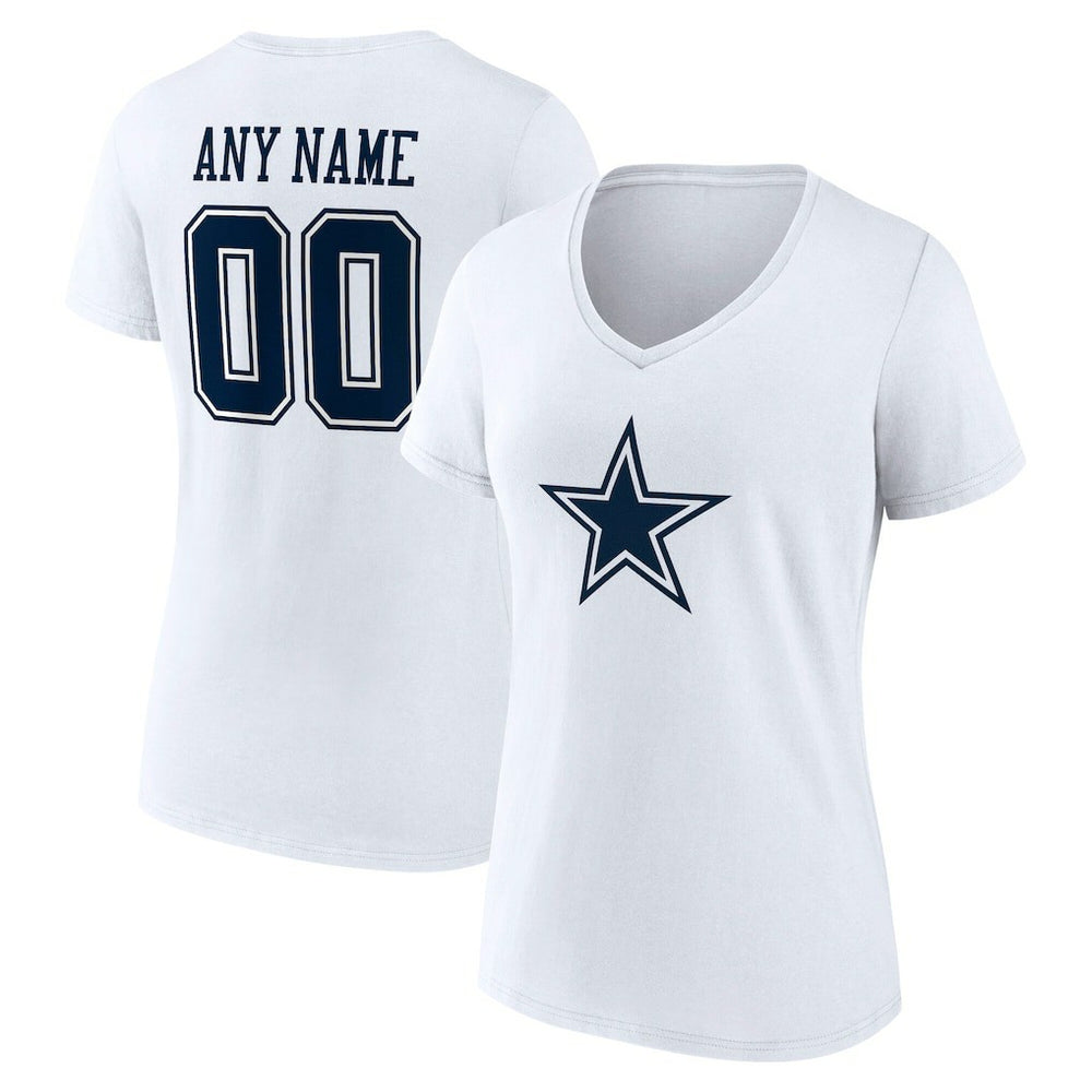 Dallas Cowboys Women's Team Authentic Personalized Name & Number V-Neck T-Shirt