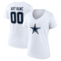 Dallas Cowboys Women's Team Authentic Personalized Name & Number V-Neck T-Shirt