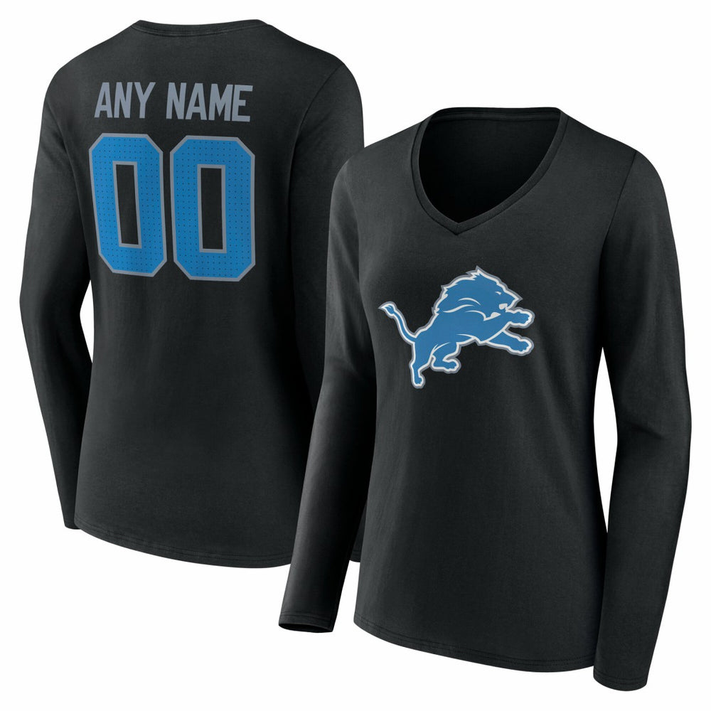 Detroit Lions Women's Team Authentic Personalized Name & Number Long Sleeve V-Neck T-Shirt