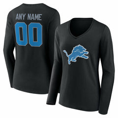 Detroit Lions Women's Team Authentic Personalized Name & Number Long Sleeve V-Neck T-Shirt