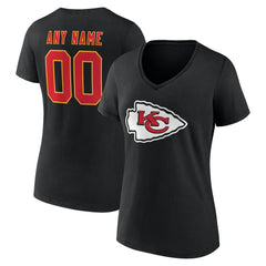 Kansas City Chiefs Women's Team Authentic Personalized Name & Number V-Neck T-Shirt