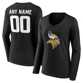 Minnesota Vikings Women's Team Authentic Personalized Name & Number Long Sleeve V-Neck T-Shirt