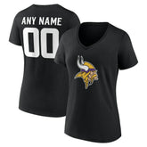 Minnesota Vikings Women's Team Authentic Personalized Name & Number V-Neck T-Shirt