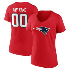 New England Patriots Women's Team Authentic Personalized Name & Number V-Neck T-Shirt