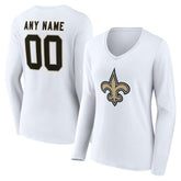 New Orleans Saints Women's Team Authentic Personalized Name & Number Long Sleeve V-Neck T-Shirt