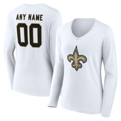 New Orleans Saints Women's Team Authentic Personalized Name & Number Long Sleeve V-Neck T-Shirt