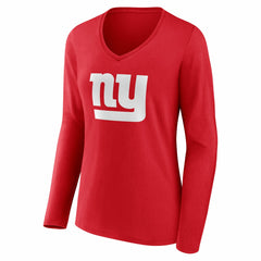 New York Giants Women's Team Authentic Personalized Name & Number Long Sleeve V-Neck T-Shirt