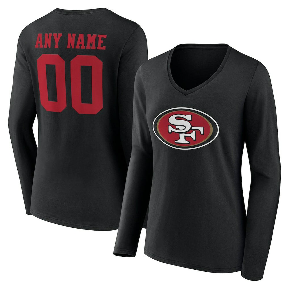 San Francisco 49ers Women's Team Authentic Personalized Name & Number Long Sleeve V-Neck T-Shirt