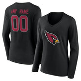 Arizona Cardinals Women's Team Authentic Personalized Name & Number Long Sleeve V-Neck T-Shirt