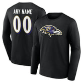 Baltimore Ravens Team Authentic Personalized Name & Number Long Sleeve T-Shirt