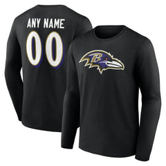 Baltimore Ravens Team Authentic Personalized Name & Number Long Sleeve T-Shirt