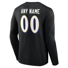 Baltimore Ravens Team Authentic Personalized Name & Number Long Sleeve T-Shirt
