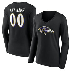 Baltimore Ravens Women's Team Authentic Personalized Name & Number Long Sleeve V-Neck T-Shirt