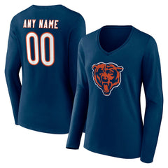 Chicago Bears Women's Team Authentic Personalized Name & Number Long Sleeve V-Neck T-Shirt