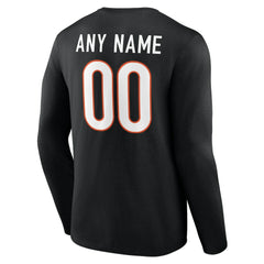 Cincinnati Bengals Team Authentic Personalized Name & Number Long Sleeve T-Shirt