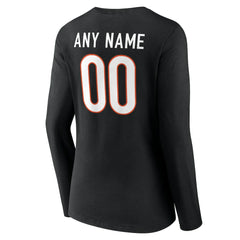 Cincinnati Bengals Women's Team Authentic Personalized Name & Number Long Sleeve V-Neck T-Shirt