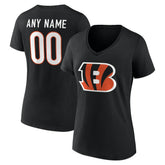 Cincinnati Bengals Women's Team Authentic Personalized Name & Number V-Neck T-Shirt