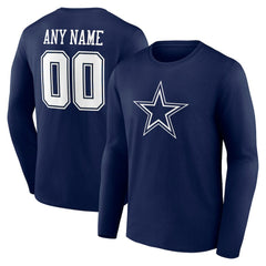 Dallas Cowboys Team Authentic Personalized Name & Number Long Sleeve T-Shirt
