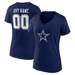 Dallas Cowboys Women's Team Authentic Personalized Name & Number V-Neck T-Shirt