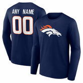 Denver Broncos Team Authentic Personalized Name & Number Long Sleeve T-Shirt