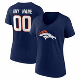 Denver Broncos Women's Team Authentic Personalized Name & Number V-Neck T-Shirt