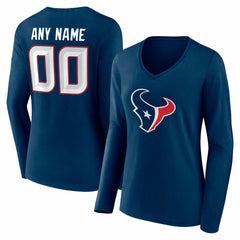 Houston Texans Women's Team Authentic Personalized Name & Number Long Sleeve V-Neck T-Shirt