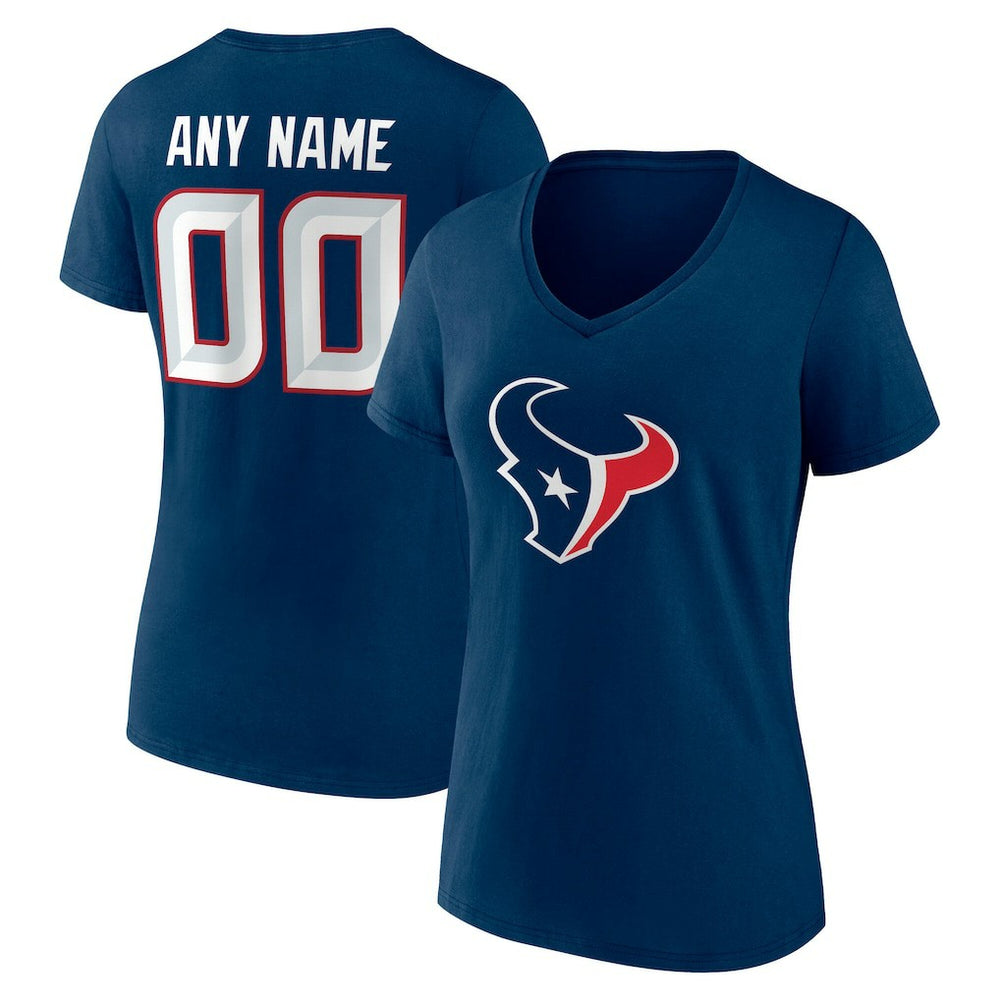 Houston Texans Women's Team Authentic Personalized Name & Number V-Neck T-Shirt