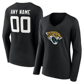 Jacksonville Jaguars Women's Team Authentic Personalized Name & Number Long Sleeve V-Neck T-Shirt