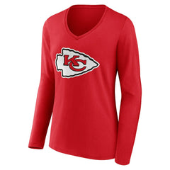 Kansas City Chiefs Women's Team Authentic Personalized Name & Number Long Sleeve V-Neck T-Shirt