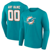 Miami Dolphins Team Authentic Personalized Name & Number Long Sleeve T-Shirt