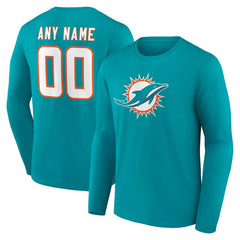 Miami Dolphins Team Authentic Personalized Name & Number Long Sleeve T-Shirt