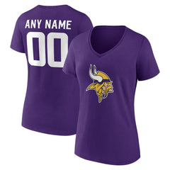 Minnesota Vikings Women's Team Authentic Personalized Name & Number V-Neck T-Shirt
