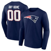 New England Patriots Team Authentic Personalized Name & Number Long Sleeve T-Shirt