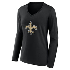 New Orleans Saints Women's Team Authentic Personalized Name & Number Long Sleeve V-Neck T-Shirt