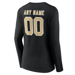 New Orleans Saints Women's Team Authentic Personalized Name & Number Long Sleeve V-Neck T-Shirt