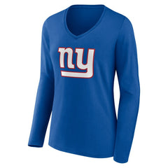 New York Giants Women's Team Authentic Personalized Name & Number Long Sleeve V-Neck T-Shirt