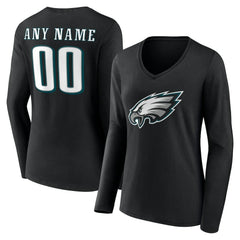 Philadelphia Eagles Women's Team Authentic Personalized Name & Number Long Sleeve V-Neck T-Shirt