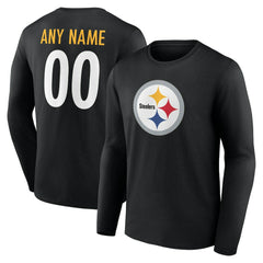 Pittsburgh Steelers Team Authentic Personalized Name & Number Long Sleeve T-Shirt