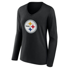Pittsburgh Steelers Women's Team Authentic Personalized Name & Number Long Sleeve V-Neck T-Shirt