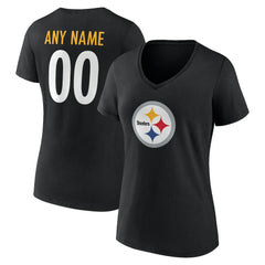 Pittsburgh Steelers Women's Team Authentic Personalized Name & Number V-Neck T-Shirt