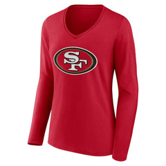 San Francisco 49ers Women's Team Authentic Personalized Name & Number Long Sleeve V-Neck T-Shirt