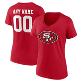 San Francisco 49ers Women's Team Authentic Personalized Name & Number V-Neck T-Shirt