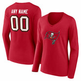Tampa Bay Buccaneers Women's Team Authentic Personalized Name & Number Long Sleeve V-Neck T-Shirt