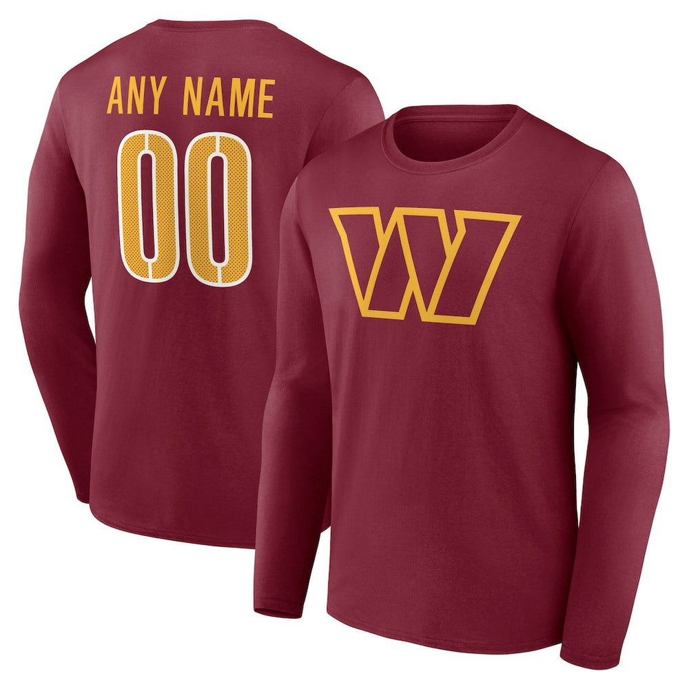 Washington Commanders Team Authentic Personalized Name & Number Long Sleeve T-Shirt