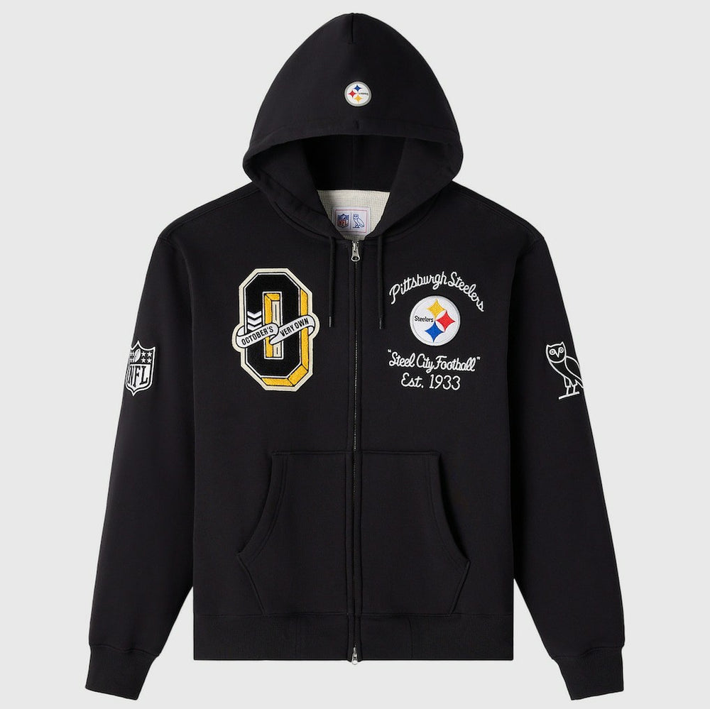 Pittsburgh Steelers OVO x NFL Unisex Full-Zip Waffle-Lined Hoodie