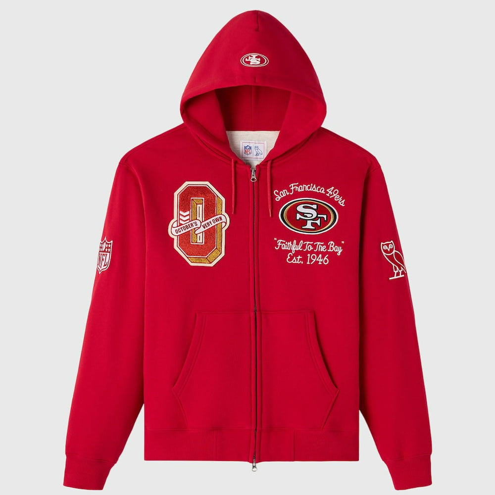 San Francisco 49ers OVO x NFL Unisex Full-Zip Waffle-Lined Hoodie