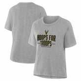 Milwaukee Bucks Women's Hoops For Troops T-Shirt Discount