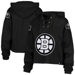 Boston Bruins '47 Women's Cropped Lacer Hoodie For Sale